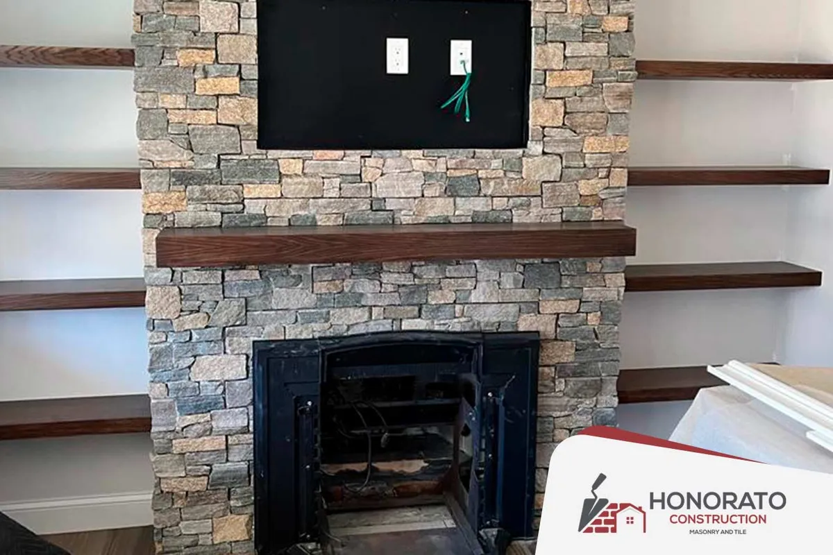 Stone Fireplace & Hearth — chimneys & fireplaces by Honorato Construction