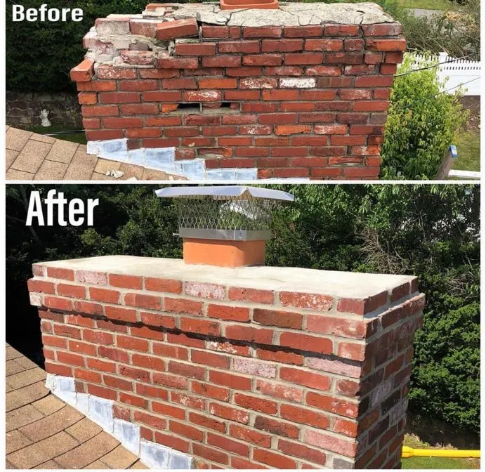 Brick Chimney Rebuild — chimneys & fireplaces by Honorato Construction