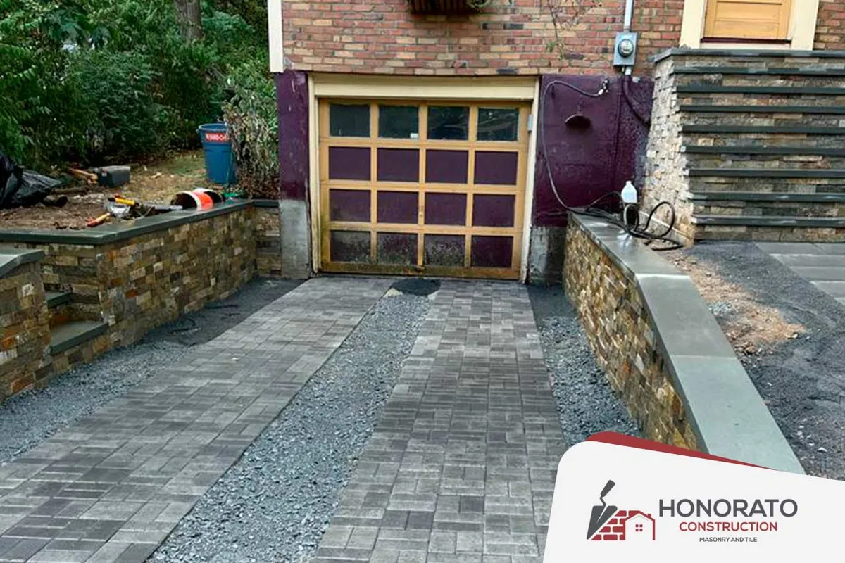 Paver Driveway & Garden Walls — patios & walkways by Honorato Construction