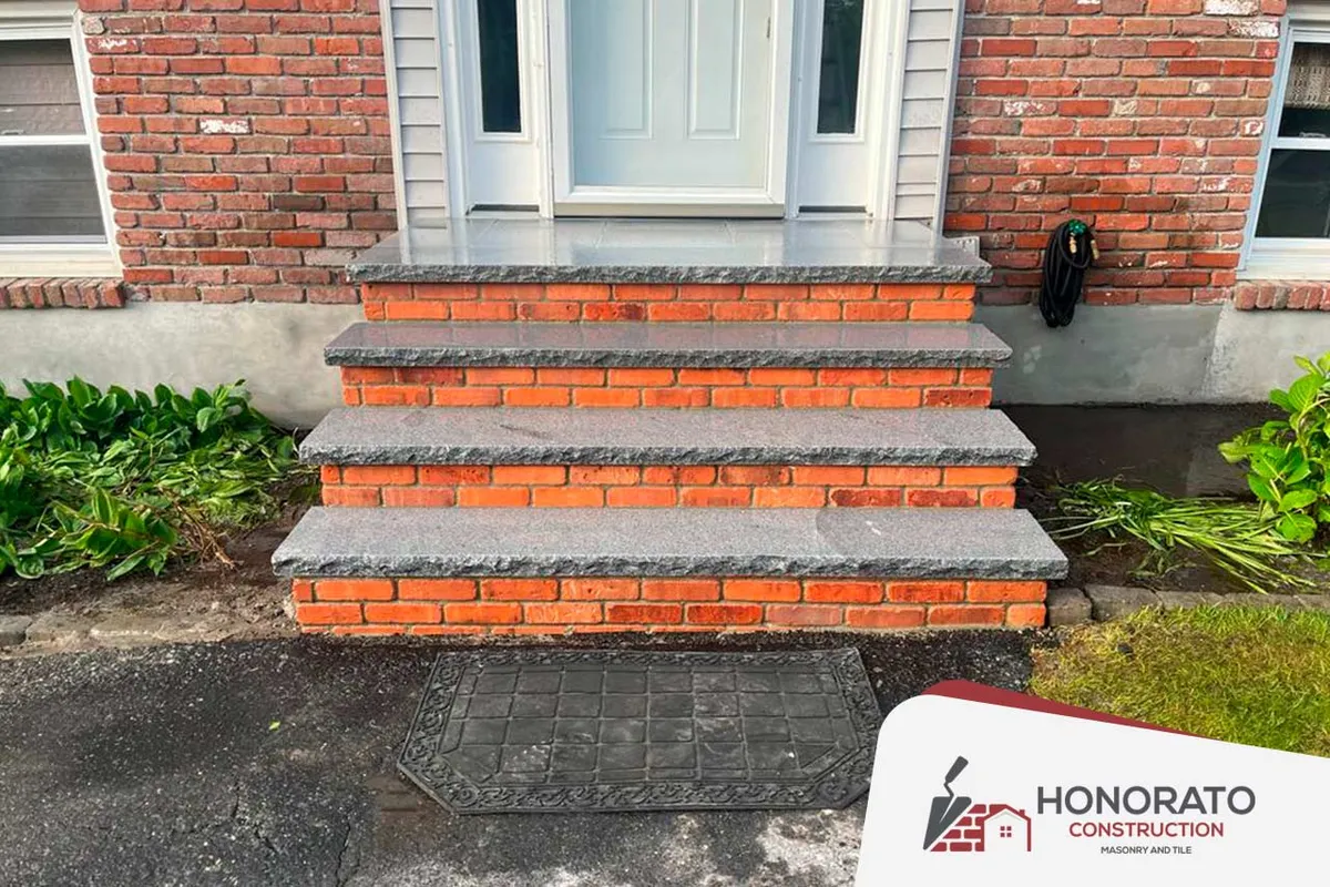 Brick Front Steps — steps & stairs by Honorato Construction